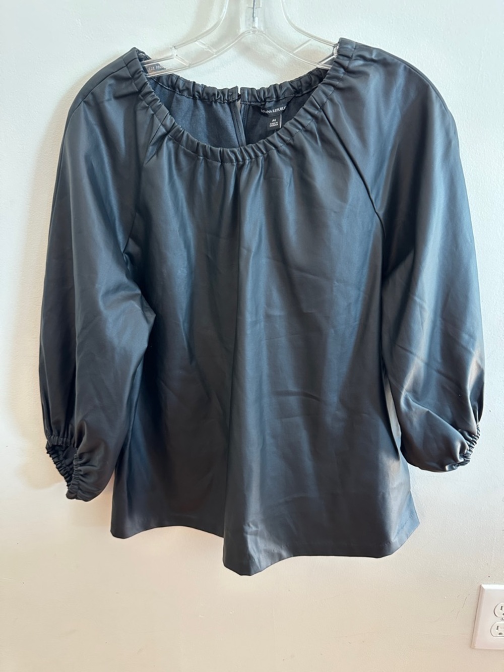 NWT Faux Leather 3/4 Sleeve Shirt